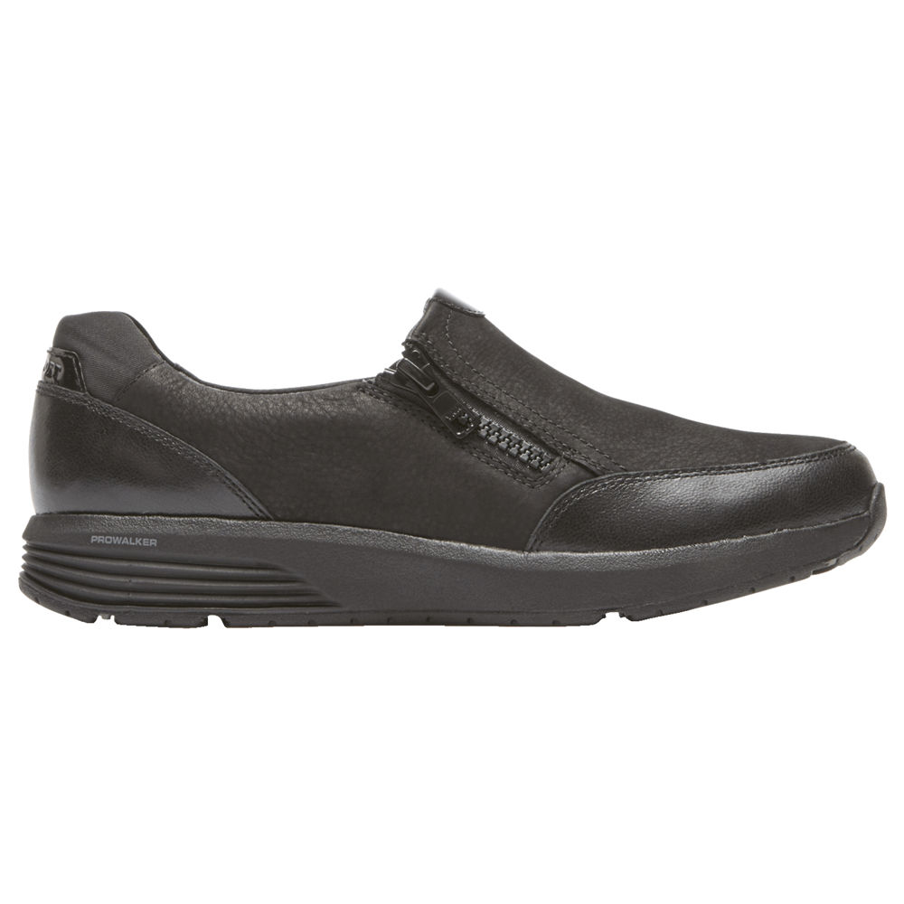 Rockport Womens Slip-On Black - Trustride Side Zip - UK 123-OCGZVQ